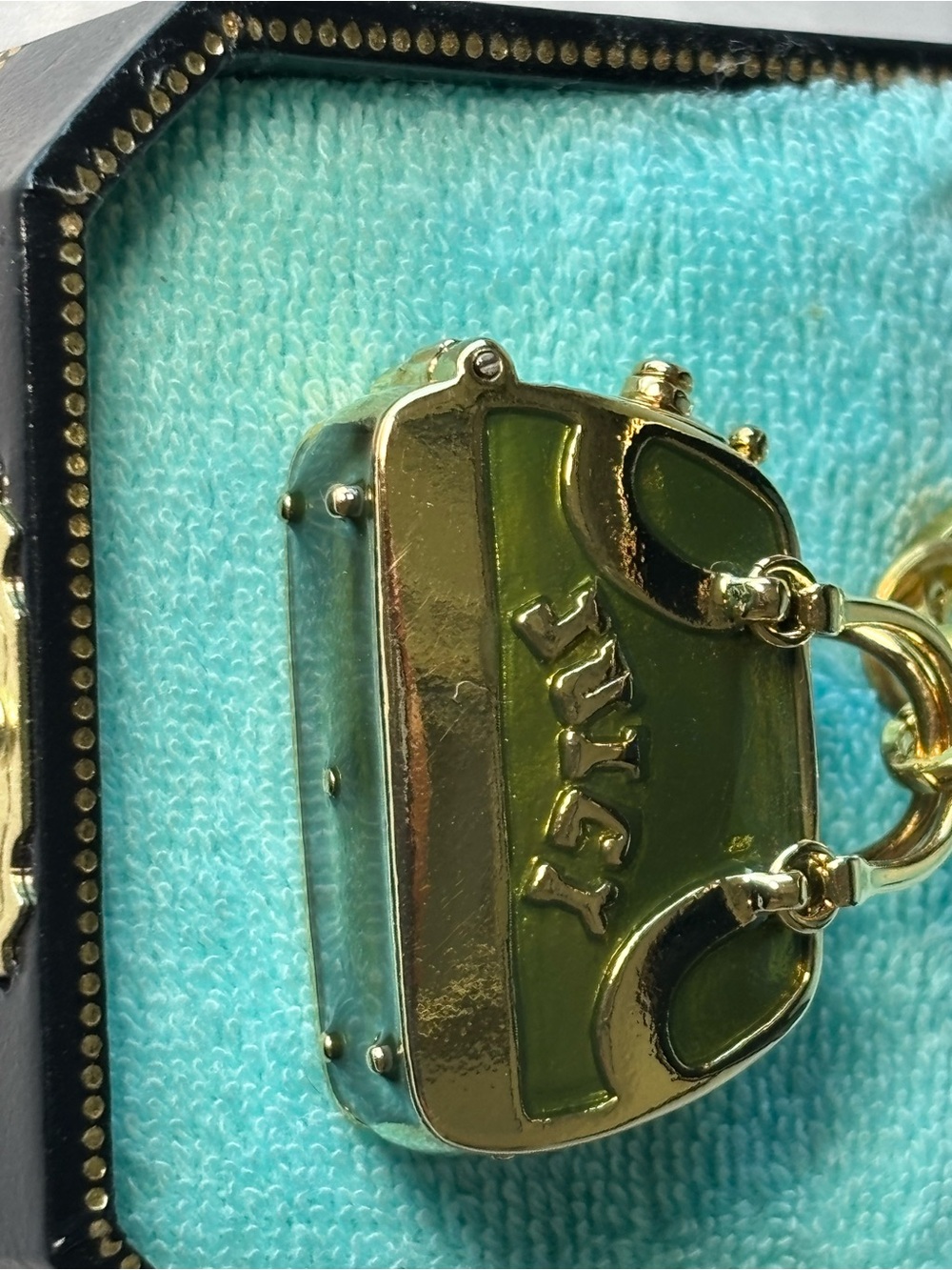 Juicy Couture Gold Handbag Charm Keychain